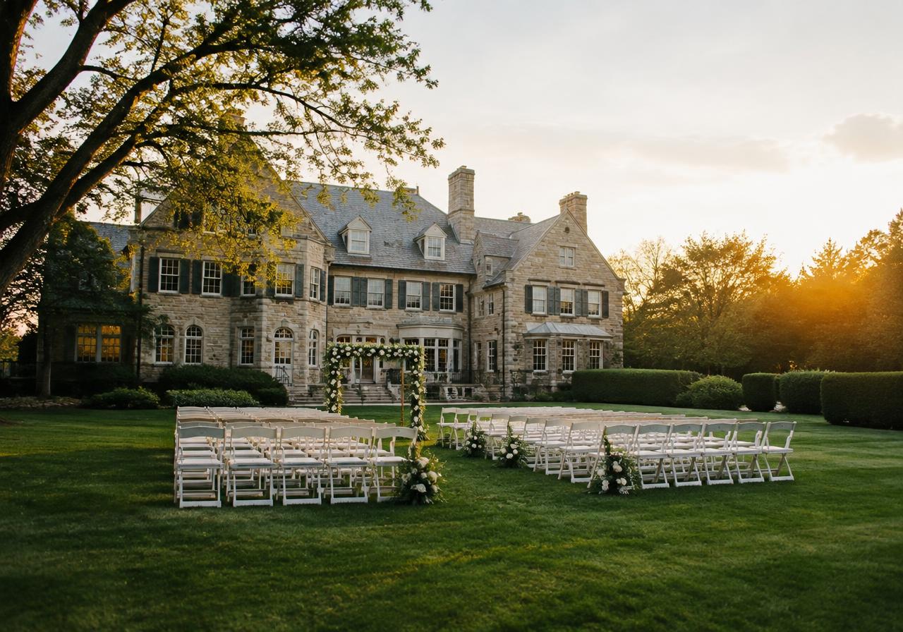 Wedding estate at golden hour